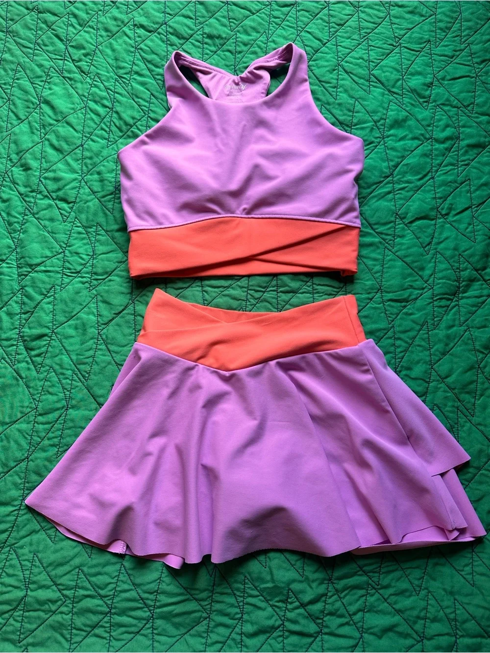 Old Navy Purple and Coral Girls Active Skirt Set